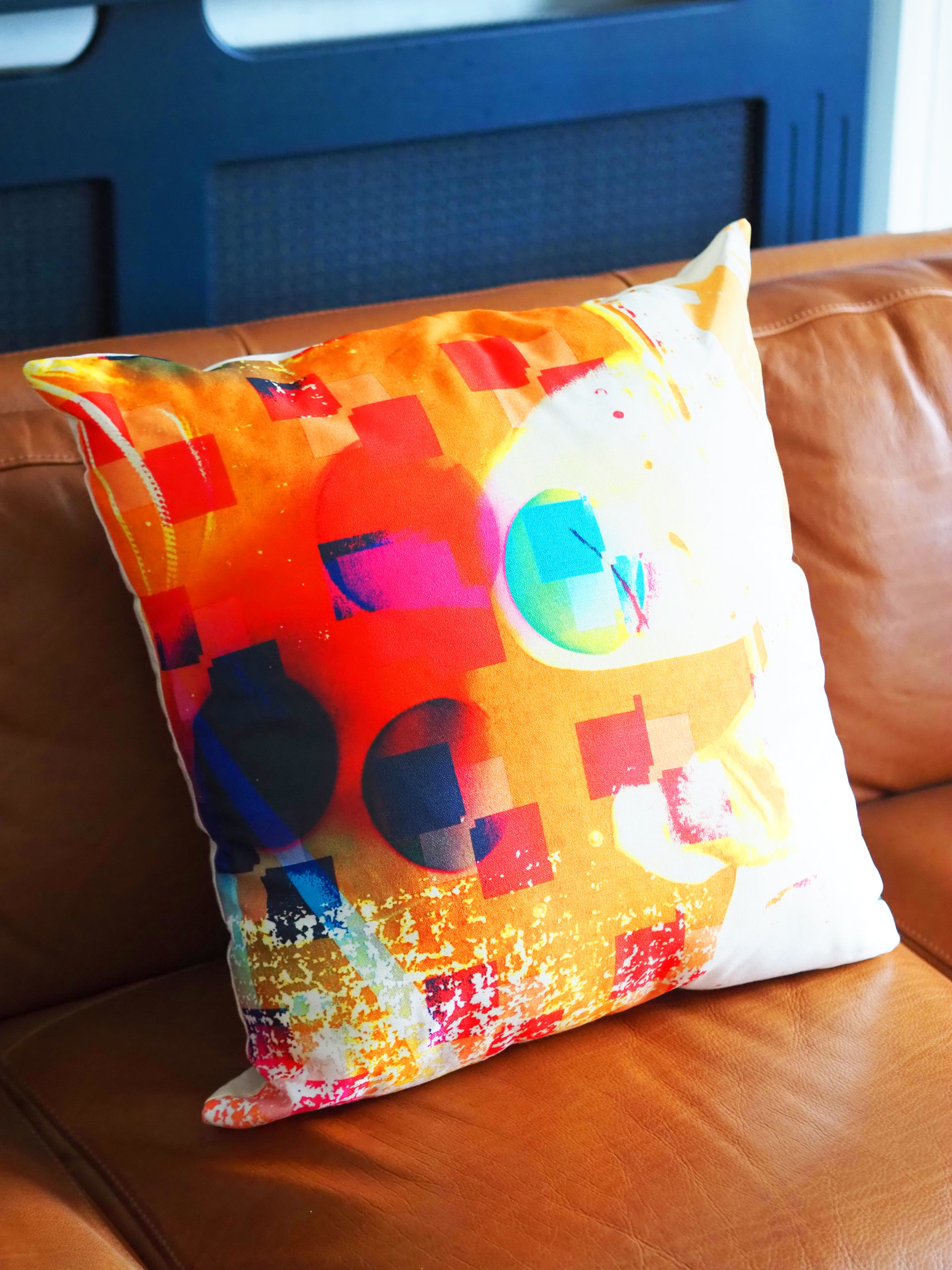 Large abstract orange modern cushion cover 65cmx65cm TRUDY SHILLUM